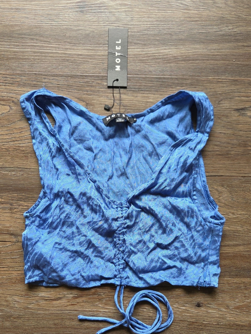 Nwt Motel Rocks Blue Satin Zebra Print Top Size Small
